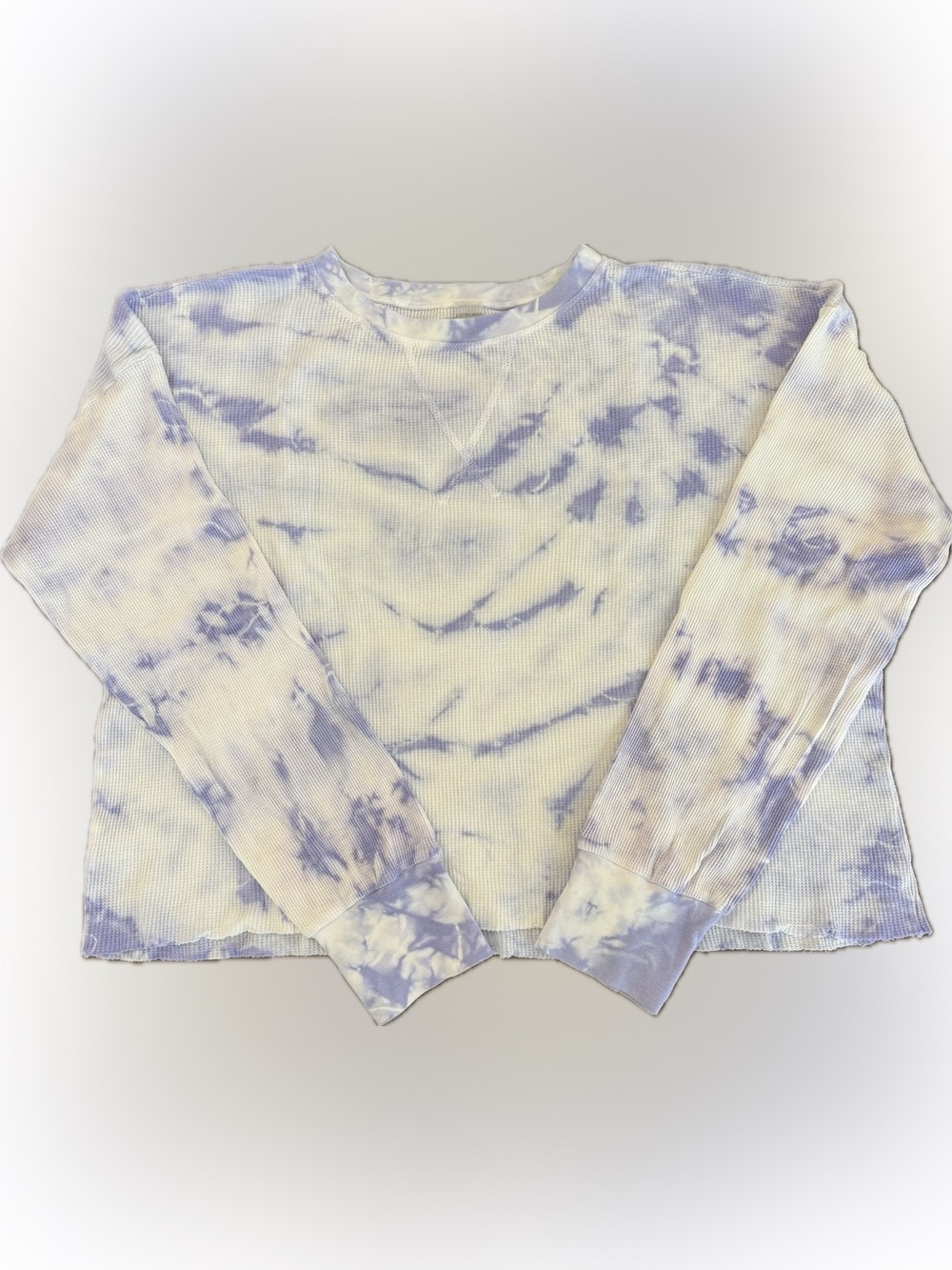 ELECTRIC & ROSE TIE DYE WAFFLE RAGLAN CREW COTTON L/S PURPLE WHITE M (or L) USA